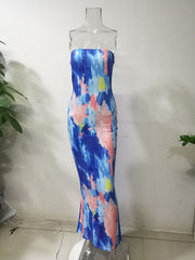 ladies colorful tie-dye off-shoulder wrap dress