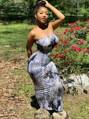 ladies colorful tie-dye off-shoulder wrap dress
