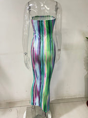 ladies colorful tie-dye off-shoulder wrap dress