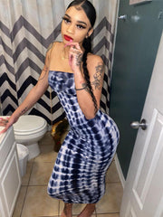 ladies colorful tie-dye off-shoulder wrap dress