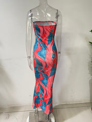 ladies colorful tie-dye off-shoulder wrap dress
