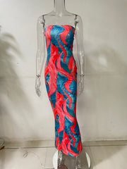 ladies colorful tie-dye off-shoulder wrap dress