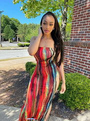 ladies colorful tie-dye off-shoulder wrap dress