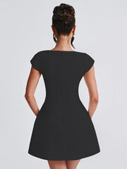 Short Sleeve Square Neck Vest A-Line Dress