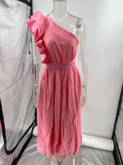 New Fashion Sexy Solid Color Off-shoulder Backless Dress