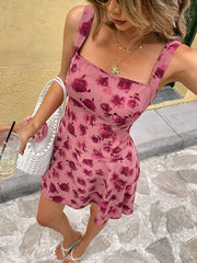 New style floral slim suspender short dress