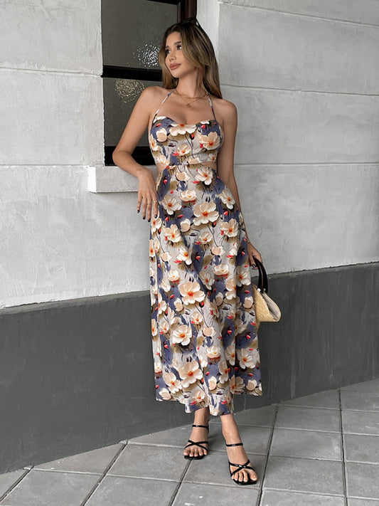 Printed suspender dress