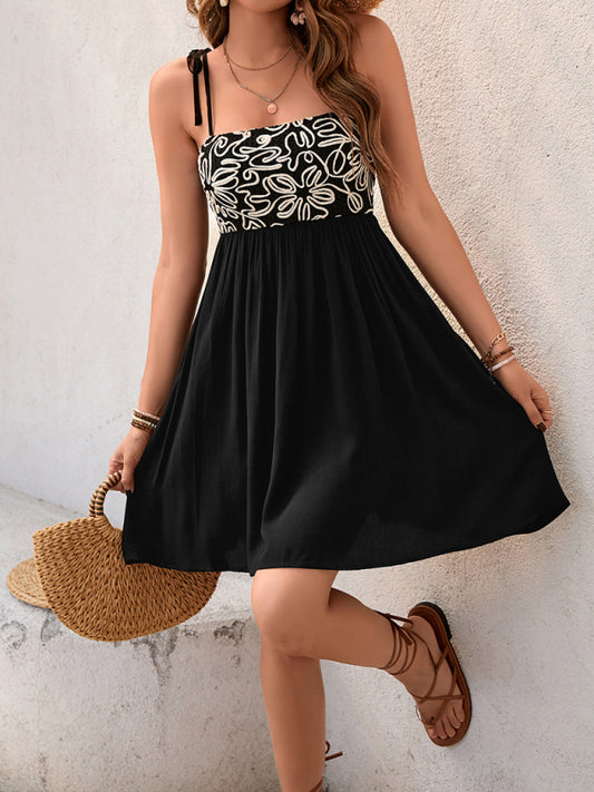 Floral patchwork sleeveless casual dress