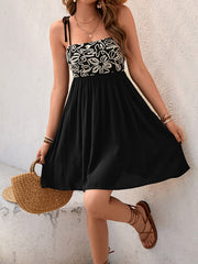 Floral patchwork sleeveless casual dress