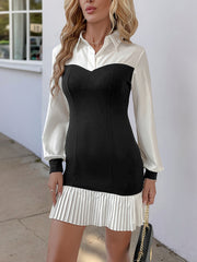 New contrast color stitching hip skirt fake two-piece dress