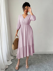 Pink Simple Lace Stitching Dress