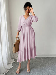 Pink Simple Lace Stitching Dress