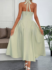 French elegant style halterneck maxi dress
