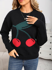 Cute Cherry Valentine's Day Sweater Casual Pullover
