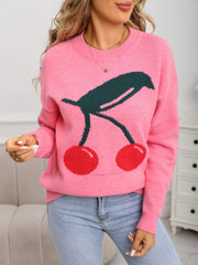 Cute Cherry Valentine's Day Sweater Casual Pullover