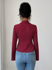 Casual simple high-end striped long-sleeved cardigan shirt