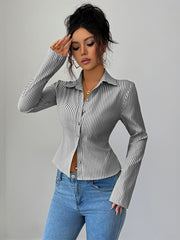 Striped Long Sleeve Button-Down Shirt