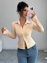 Striped Long Sleeve Button-Down Shirt