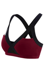 Color Contrast Sexy Cross Elastic Sports Bra - 808Lush