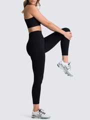 Women's Beautiful Back High Waist Peach Hip Seamless Knitted Vest Trousers Two-piece Set - 808Lush