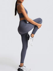 Women's Beautiful Back High Waist Peach Hip Seamless Knitted Vest Trousers Two-piece Set - 808Lush