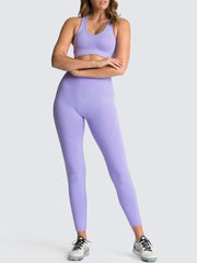Women's Beautiful Back High Waist Peach Hip Seamless Knitted Vest Trousers Two-piece Set - 808Lush