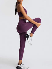 Women's Beautiful Back High Waist Peach Hip Seamless Knitted Vest Trousers Two-piece Set - 808Lush