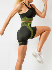 Women's quick-drying tight seamless backless camisole+shorts yoga suit - 808Lush