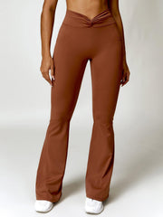 Twisted High Waist Bootcut Active Pants with Pockets - 808Lush
