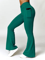 Twisted High Waist Bootcut Active Pants with Pockets - 808Lush