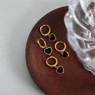 18K Gold-Plated Heart Drop Earrings - 808Lush