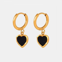 18K Gold-Plated Heart Drop Earrings - 808Lush