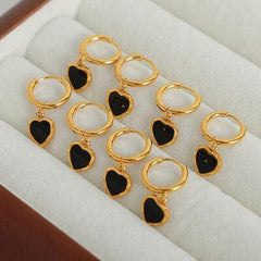 18K Gold-Plated Heart Drop Earrings - 808Lush