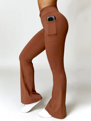 Twisted High Waist Bootcut Active Pants with Pockets - 808Lush