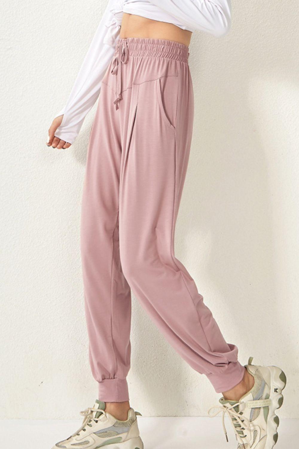 Drawstring High Waist Active Pants - 808Lush