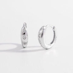 925 Sterling Silver Inlaid Zircon Huggie Earrings - 808Lush