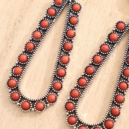 Alloy Beaded Teardrop Earrings - 808Lush