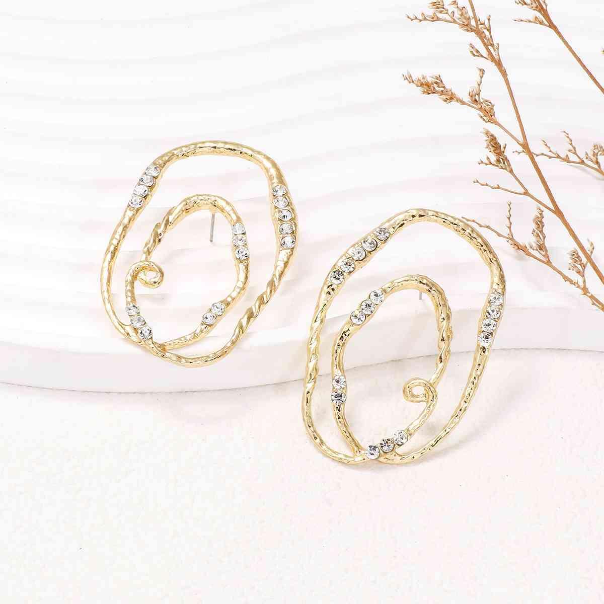 Alloy & Rhinestone Geometric Earrings - 808Lush