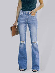 American style bootcut women's jeans high waist slimming ripped jeans - 808Lush