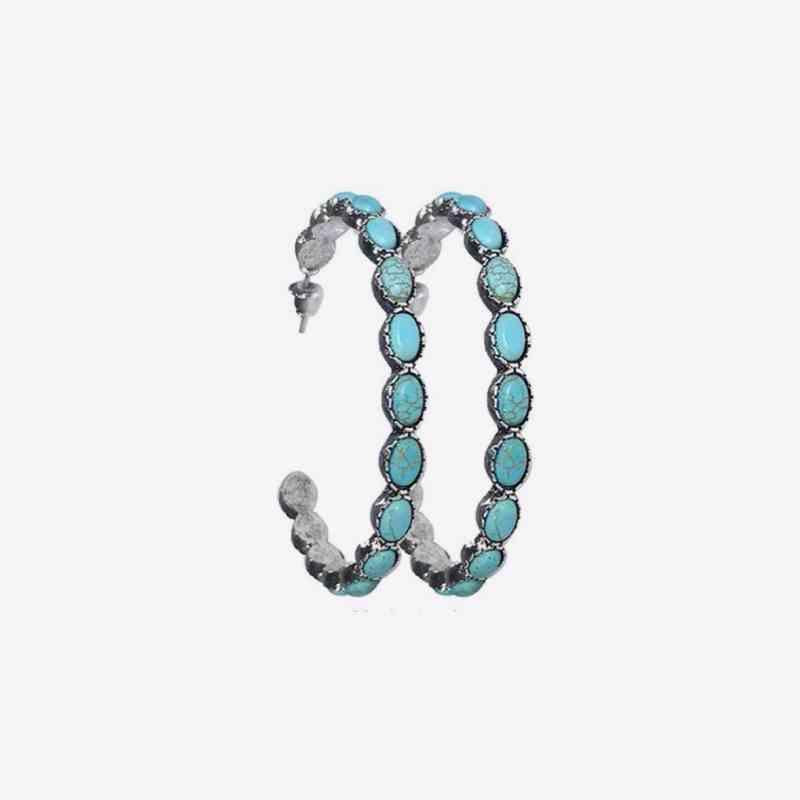Artificial Turquoise C-Hoop Earrings - 808Lush