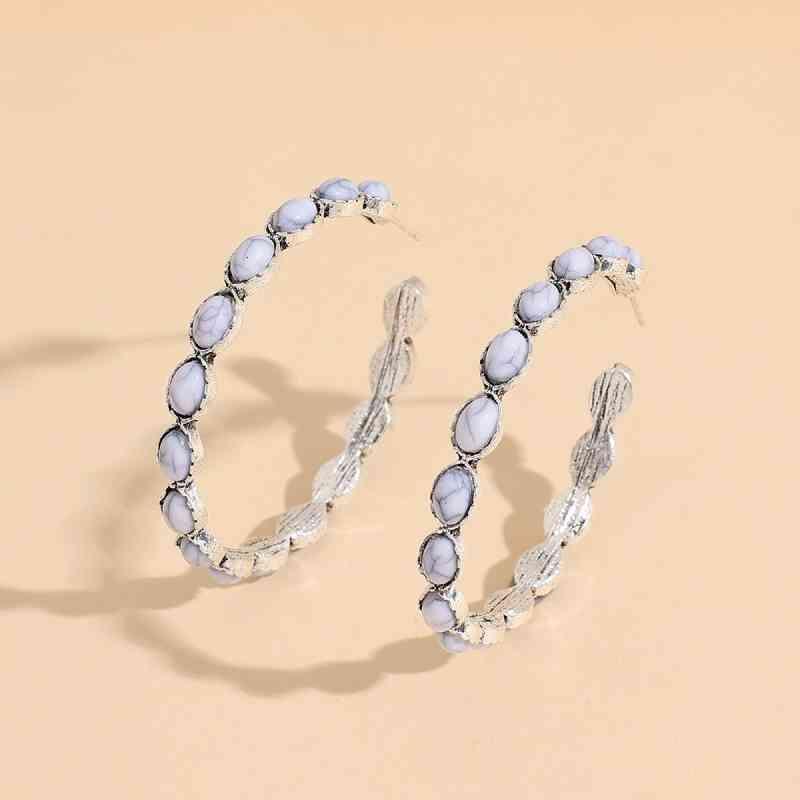 Artificial Turquoise C-Hoop Earrings - 808Lush