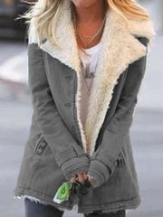 Autumn and winter solid color plush lapel mid-length coat - 808Lush