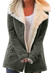 Autumn and winter solid color plush lapel mid-length coat - 808Lush