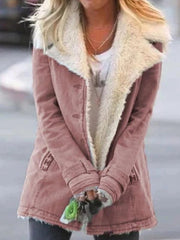 Autumn and winter solid color plush lapel mid-length coat - 808Lush