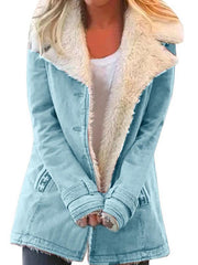 Autumn and winter solid color plush lapel mid-length coat - 808Lush
