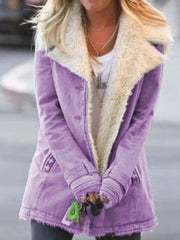 Autumn and winter solid color plush lapel mid-length coat - 808Lush