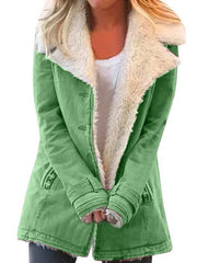 Autumn and winter solid color plush lapel mid-length coat - 808Lush