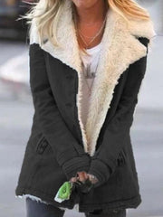 Autumn and winter solid color plush lapel mid-length coat - 808Lush