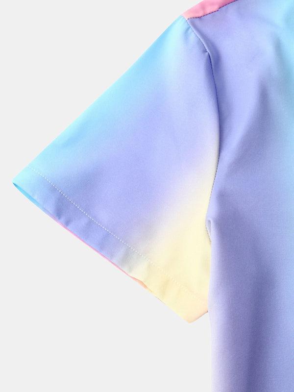 Men Beach Shirt Hawaiian Casual Gradient Stripe Shirt - 808Lush