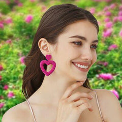 Bead Stainless Steel Heart Dangle Earrings - 808Lush